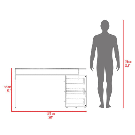 Escritorio en L Upton Capri y Agave 101.5x75cm con Tres Cajones y con Organizador de Libros - ESCRITORIOS | Bylmo