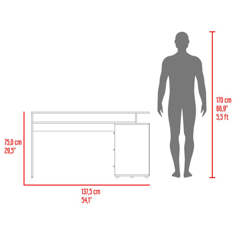 Escritorio en L Upton Nogal y Toquilla 101.5x75cm con Tres Cajones y con Organizador de Libros - ESCRITORIOS | Bylmo