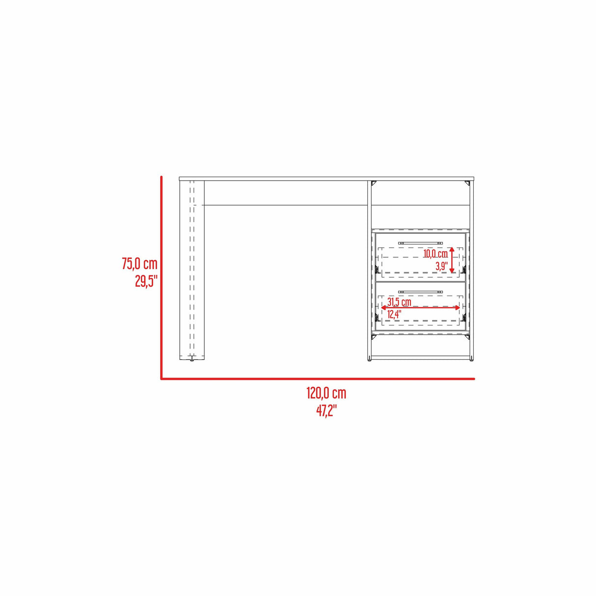 Escritorio Verlot Taupe Mallado 52x75cm con Dos Cajones y con Organizador de Libros - ESCRITORIOS | Bylmo