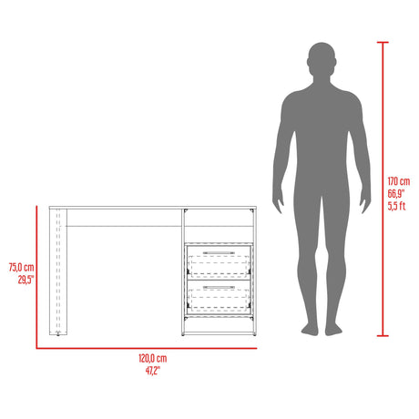 Escritorio Verlot Taupe Mallado 52x75cm con Dos Cajones y con Organizador de Libros - ESCRITORIOS | Bylmo