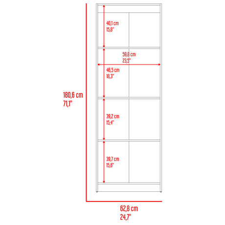Estantería Verlot Taupe Mallado 62.8x180.6cm Rectangular con Tres Entrepaños - BIBLIOTECAS Y ESTANTERIAS | Bylmo