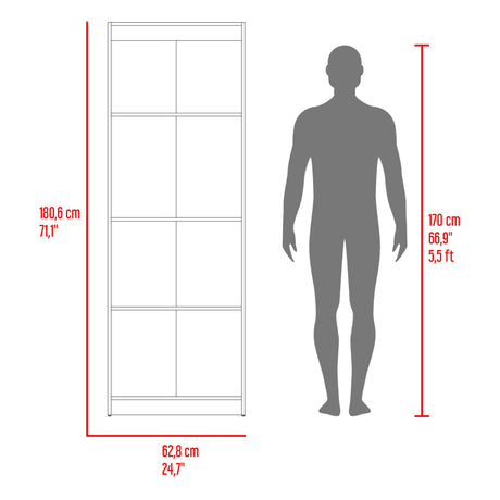 Estantería Verlot Taupe Mallado 62.8x180.6cm Rectangular con Tres Entrepaños - BIBLIOTECAS Y ESTANTERIAS | Bylmo