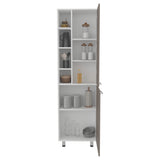Alacena Burton Blanco y Taupe 58.6x204cm con Dos Puertas y con Patas - ALACENAS Y MUEBLES MICROONDAS | Bylmo