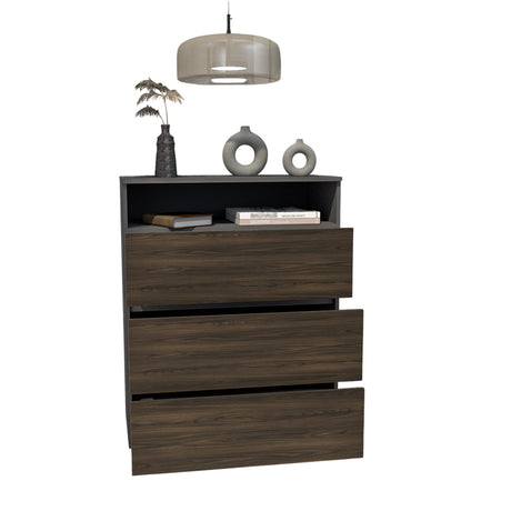 Cajonera Houck Plomo y Nogal 80x102.3cm de Tres Hileras con Tres Cajones - CAJONERAS Y COMODAS | Bylmo