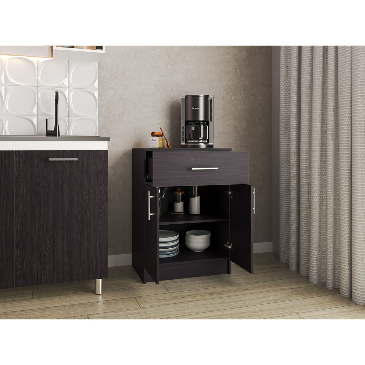 Organizador de Cocina Mayorca Wengue y 60x85.1cm con Tres Compartimientos - BARRAS Y MUEBLES AUXILIARES | Bylmo