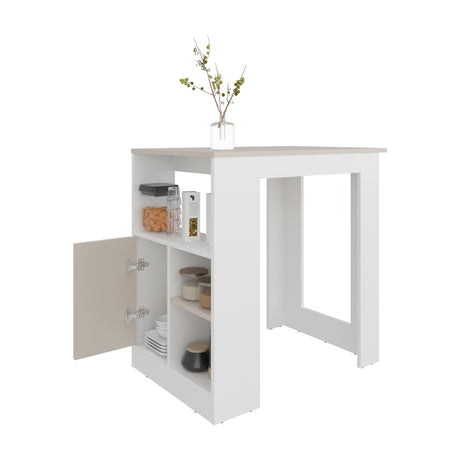 Isla de Cocina Attica Blanco y Capri 92x91.3cm con Cuatro Compartimientos - BARRAS Y MUEBLES AUXILIARES | Bylmo