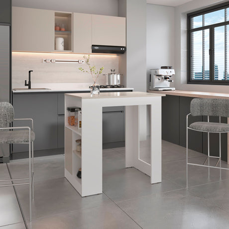 Isla de Cocina Attica Blanco y Capri 92x91.3cm con Cuatro Compartimientos - BARRAS Y MUEBLES AUXILIARES | Bylmo