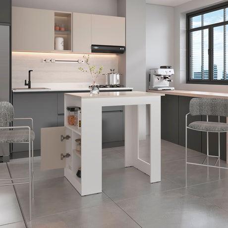 Isla de Cocina Attica Blanco y Capri 92x91.3cm con Cuatro Compartimientos - BARRAS Y MUEBLES AUXILIARES | Bylmo