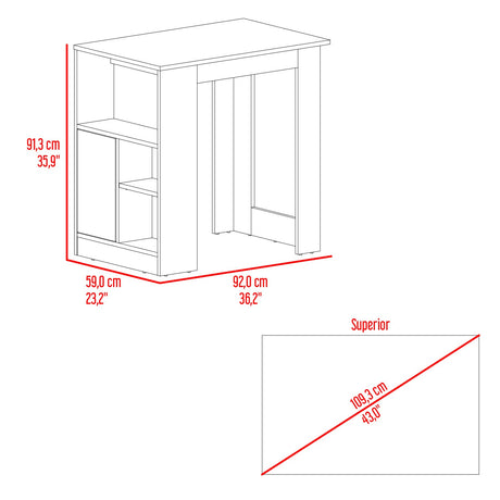 Isla de Cocina Attica Blanco y Capri 92x91.3cm con Cuatro Compartimientos - BARRAS Y MUEBLES AUXILIARES | Bylmo