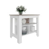 Isla de Cocina Burton Blanco y Taupe 103x90cm con Tres Compartimientos - BARRAS Y MUEBLES AUXILIARES | Bylmo