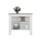 Isla de Cocina Burton Blanco y Taupe 103x90cm con Tres Compartimientos - BARRAS Y MUEBLES AUXILIARES | Bylmo