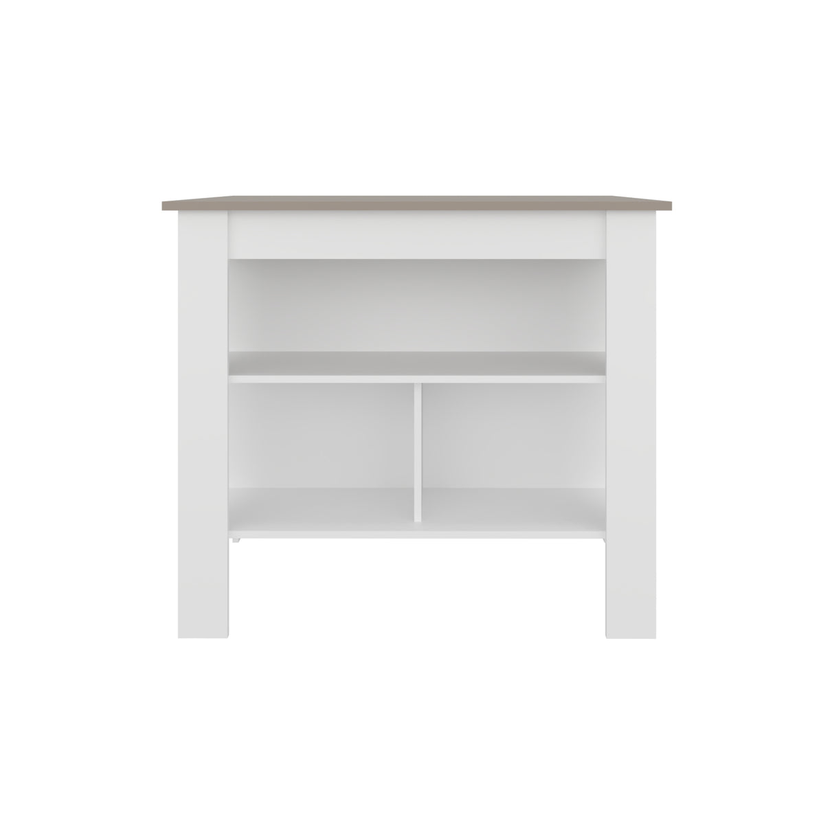Isla de Cocina Burton Blanco y Taupe 103x90cm con Tres Compartimientos - BARRAS Y MUEBLES AUXILIARES | Bylmo