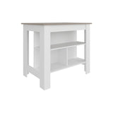Isla de Cocina Burton Blanco y Taupe 103x90cm con Tres Compartimientos - BARRAS Y MUEBLES AUXILIARES | Bylmo
