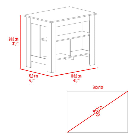 Isla de Cocina Burton Blanco y Taupe 103x90cm con Tres Compartimientos - BARRAS Y MUEBLES AUXILIARES | Bylmo