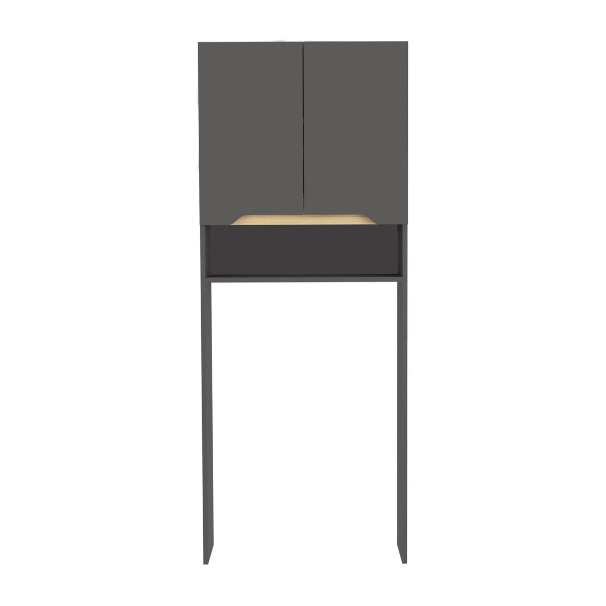 Ahorrador de Espacio para Baño Laurent Plomo y Duna 63.1x160cm con Dos Entrepaños y con Patas - OTROS MUEBLES PARA BANHO | Bylmo