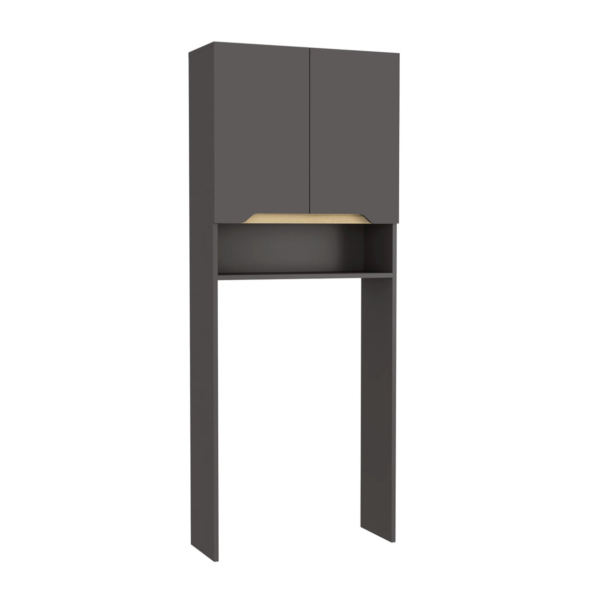 Ahorrador de Espacio para Baño Laurent Plomo y Duna 63.1x160cm con Dos Entrepaños y con Patas - OTROS MUEBLES PARA BANHO | Bylmo