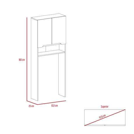 Ahorrador de Espacio para Baño Laurent Plomo y Duna 63.1x160cm con Dos Entrepaños y con Patas - OTROS MUEBLES PARA BANHO | Bylmo