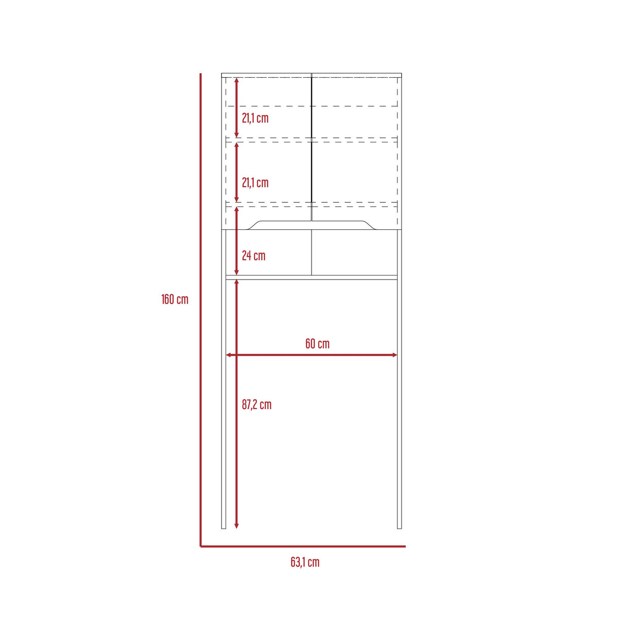 Ahorrador de Espacio para Baño Laurent Plomo y Duna 63.1x160cm con Dos Entrepaños y con Patas - OTROS MUEBLES PARA BANHO | Bylmo