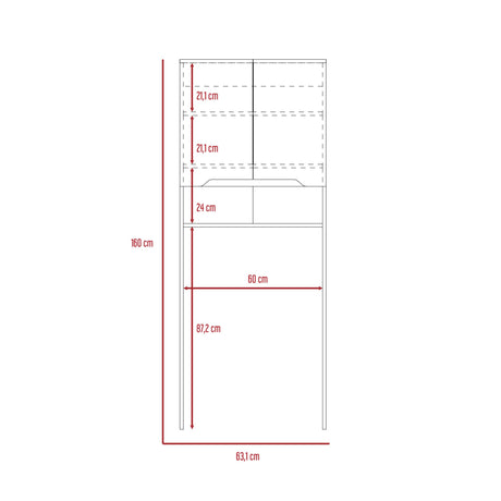Ahorrador de Espacio para Baño Laurent Plomo y Duna 63.1x160cm con Dos Entrepaños y con Patas - OTROS MUEBLES PARA BANHO | Bylmo