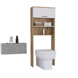 Ahorrador de Espacio para Baño Kensington Fresno Europeo y Blanco 63.2x160.6cm con Tres Entrepaños y con Patas - OTROS MUEBLES PARA BANHO | Bylmo