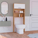 Ahorrador de Espacio para Baño Kensington Fresno Europeo y Blanco 63.2x160.6cm con Tres Entrepaños y con Patas - OTROS MUEBLES PARA BANHO | Bylmo