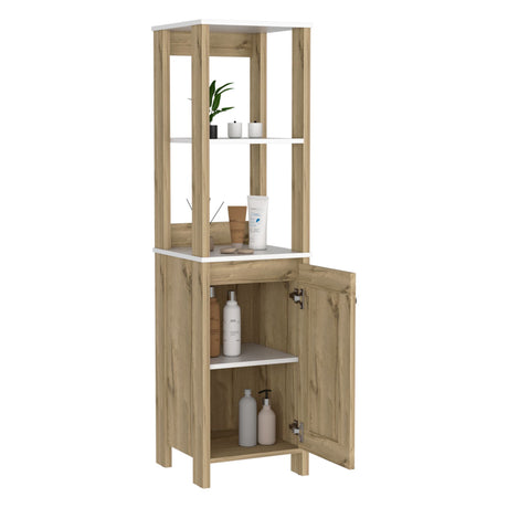 Mueble para Baño Bi - color Blanco y Duna 40x150.7cm con Dos Entrepaños y con Patas - OTROS MUEBLES PARA BANHO | Bylmo