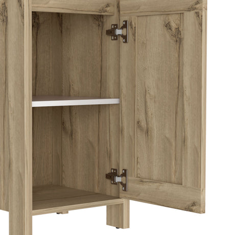 Mueble para Baño Bi - color Blanco y Duna 40x150.7cm con Dos Entrepaños y con Patas - OTROS MUEBLES PARA BANHO | Bylmo