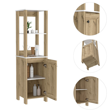 Mueble para Baño Bi - color Blanco y Duna 40x150.7cm con Dos Entrepaños y con Patas - OTROS MUEBLES PARA BANHO | Bylmo