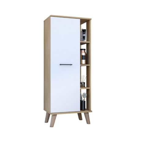 Mueble para Baño Kensington Fresno Europeo y Blanco 51x125cm con Dos Entrepaños y con Patas - OTROS MUEBLES PARA BANHO | Bylmo