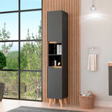 Mueble para Baño Laurent Plomo y Duna 30.1x180cm con Cinco Entrepaños y con Patas - OTROS MUEBLES PARA BANHO | Bylmo