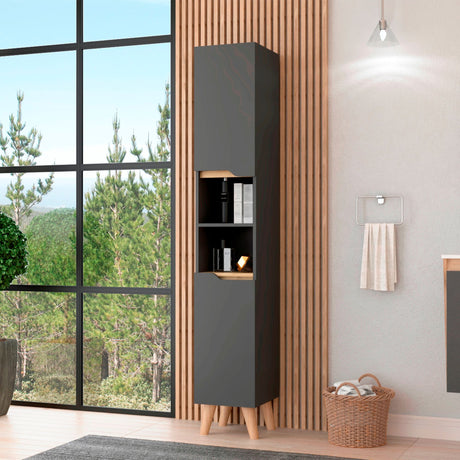 Mueble para Baño Laurent Plomo y Duna 30.1x180cm con Cinco Entrepaños y con Patas - OTROS MUEBLES PARA BANHO | Bylmo