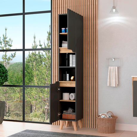 Mueble para Baño Laurent Plomo y Duna 30.1x180cm con Cinco Entrepaños y con Patas - OTROS MUEBLES PARA BANHO | Bylmo