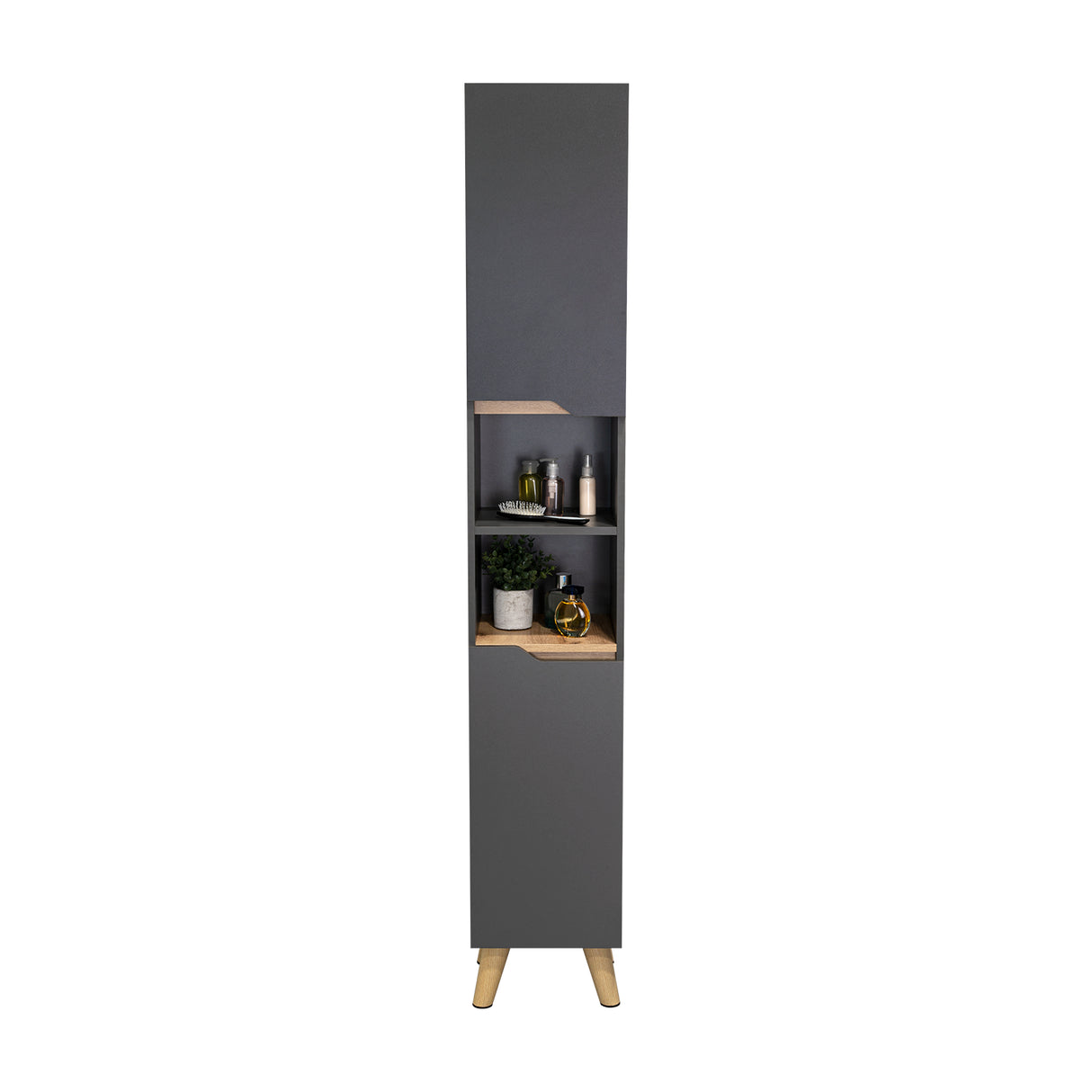 Mueble para Baño Laurent Plomo y Duna 30.1x180cm con Cinco Entrepaños y con Patas - OTROS MUEBLES PARA BANHO | Bylmo