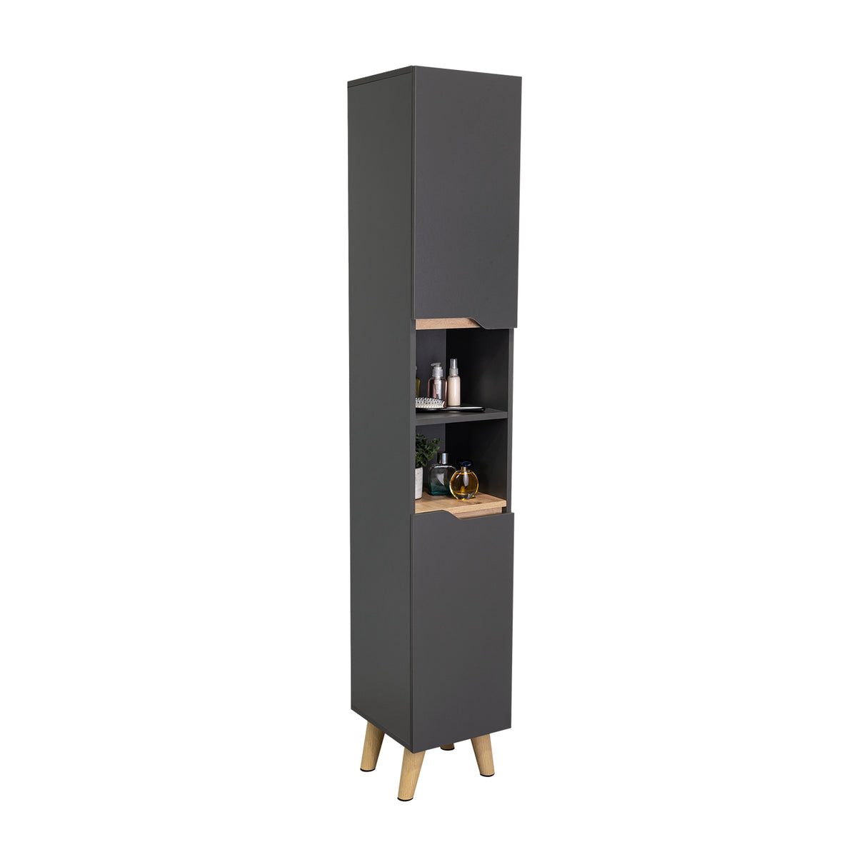 Mueble para Baño Laurent Plomo y Duna 30.1x180cm con Cinco Entrepaños y con Patas - OTROS MUEBLES PARA BANHO | Bylmo
