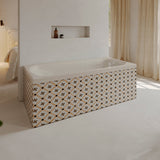 Bañera Cuadrado Americana Marfil 152x50cm Para Empotrar con Suelo Antideslizante para Una Persona - BANHERAS E HIDROMASAJES | Bylmo