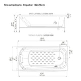 Bañera Cuadrado Americana Marfil 152x50cm Para Empotrar con Suelo Antideslizante para Una Persona - BANHERAS E HIDROMASAJES | Bylmo