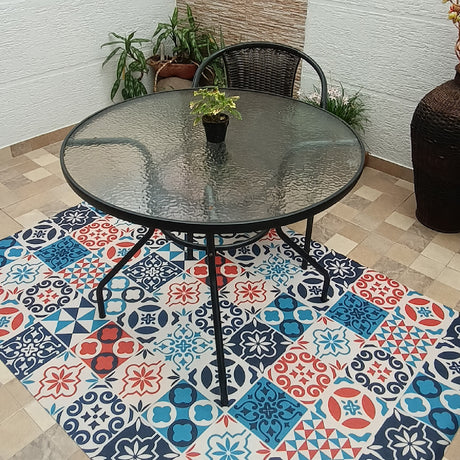 Tapete de Cocina Circulos Azul y Rojo 120x170cm Clásico Rectangular Suave - TAPETES Y ALFOMBRAS | Bylmo