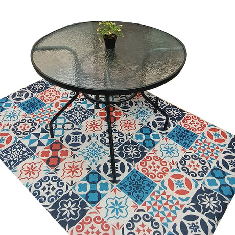 Tapete de Cocina Circulos Azul y Rojo 120x170cm Clásico Rectangular Suave - TAPETES Y ALFOMBRAS | Bylmo