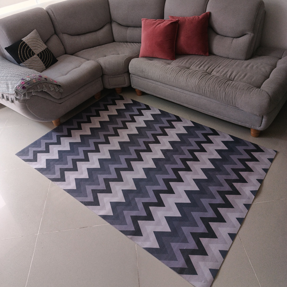 Tapete de Cocina Triangulos Gris 120x170cm Clásico Rectangular Suave - TAPETES Y ALFOMBRAS | Bylmo