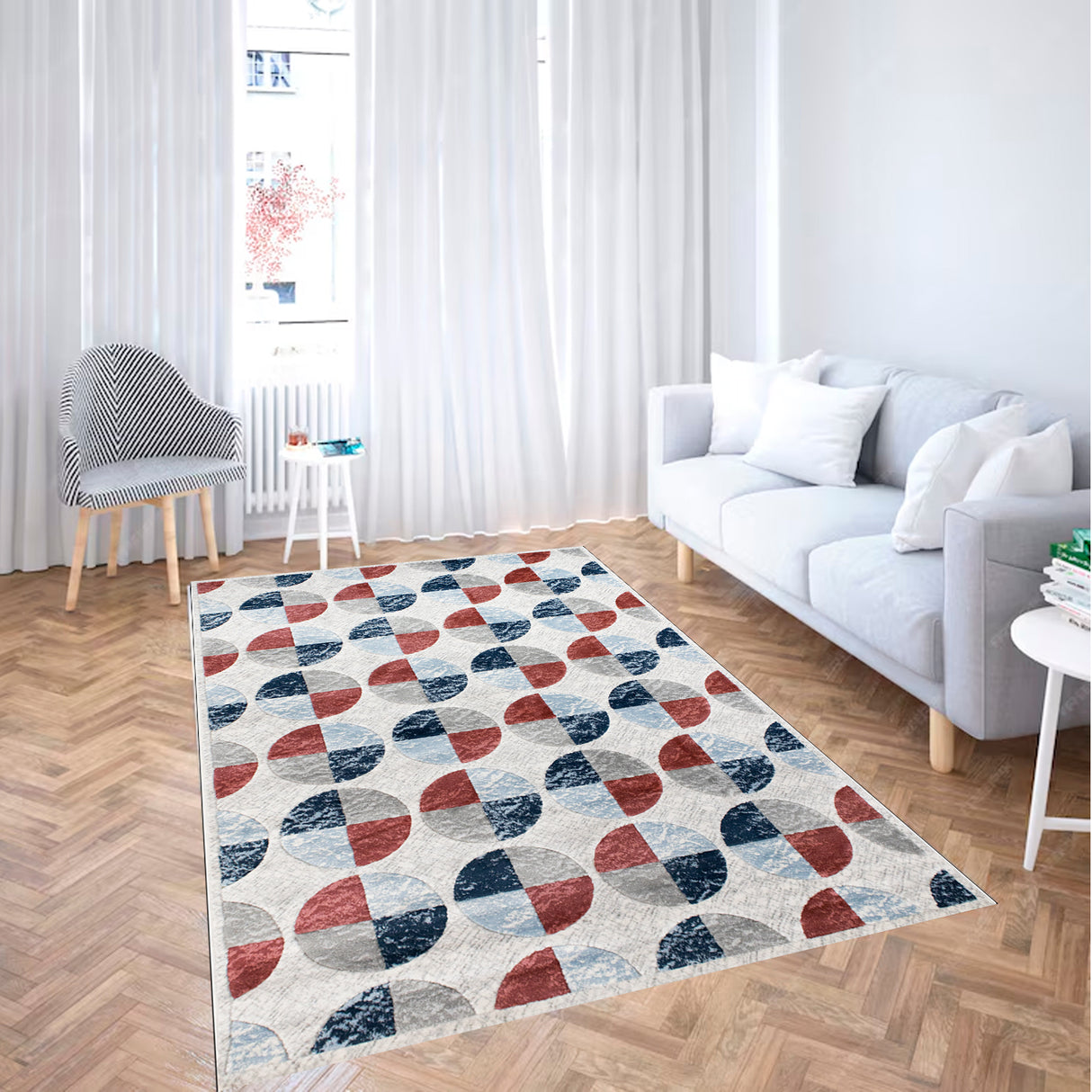 Tapete de Sala Circulos Gris 160x230cm Clásico Rectangular Suave - TAPETES Y ALFOMBRAS | Bylmo