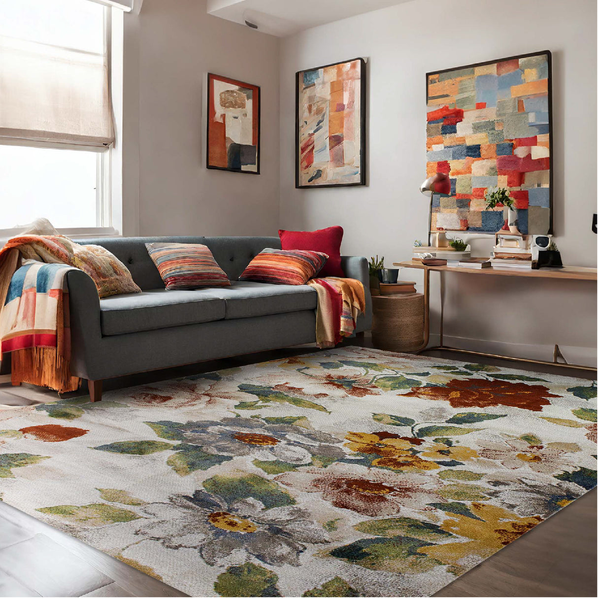 Tapete de Sala Figuras Abstractas Gris 200x300cm Clásico Rectangular Suave - TAPETES Y ALFOMBRAS | Bylmo