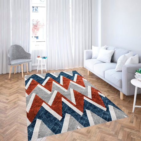 Tapete de Sala Rombos Gris y Rojo 160x230cm Clásico Rectangular Suave - TAPETES Y ALFOMBRAS | Bylmo