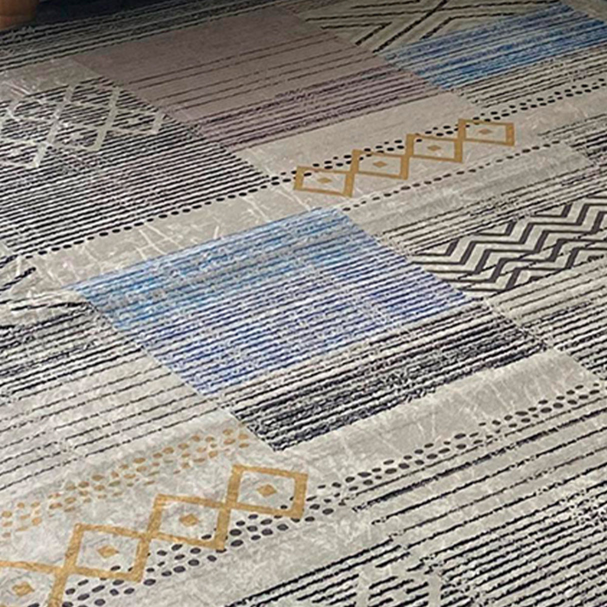Tapete de Sala Figuras Gris y Negro 200x150cm Clásico Rectangular Suave - TAPETES Y ALFOMBRAS | Bylmo