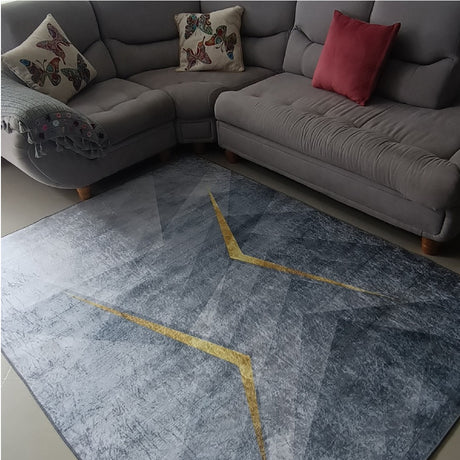 Tapete de Sala Rayas Dorado y Gris 200x150cm Clásico Rectangular Suave - TAPETES Y ALFOMBRAS | Bylmo