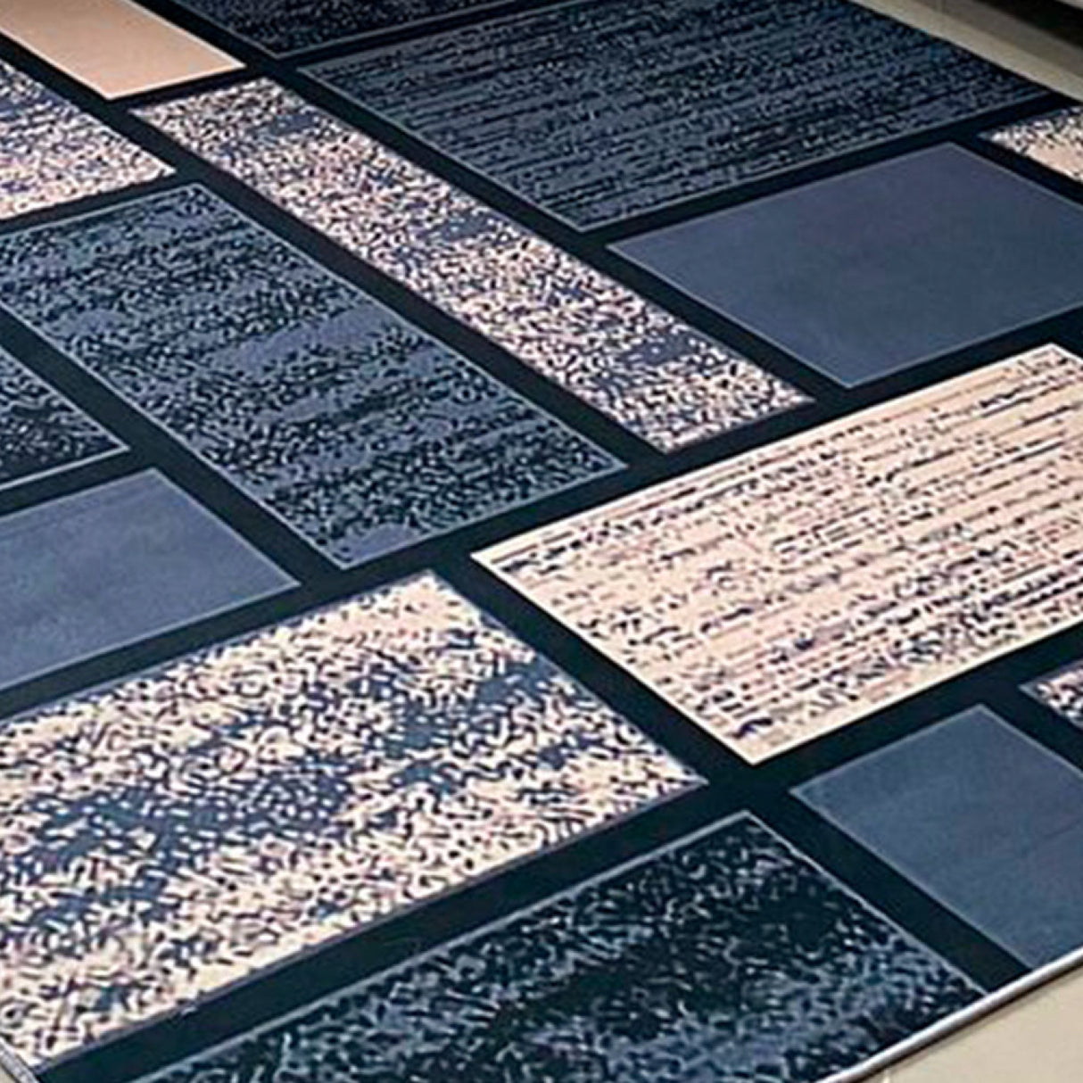 Tapete de Sala Figuras Gris y Azul 200x150cm Clásico Rectangular Suave - TAPETES Y ALFOMBRAS | Bylmo