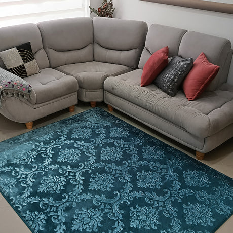 Tapete de Sala Flores Azul 200x150cm Clásico Rectangular Suave - TAPETES Y ALFOMBRAS | Bylmo