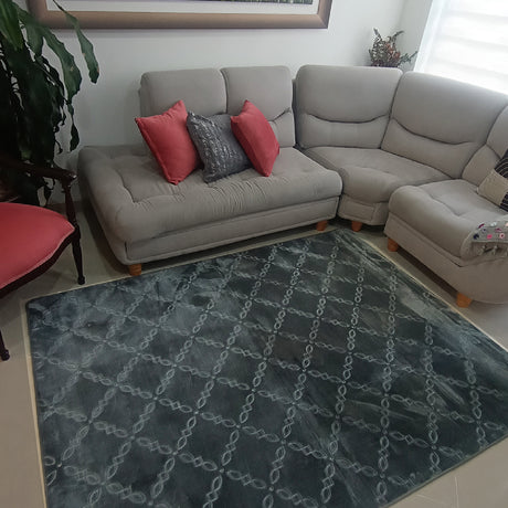 Tapete de Sala Rombos Gris 200x150cm Clásico Rectangular Suave - TAPETES Y ALFOMBRAS | Bylmo