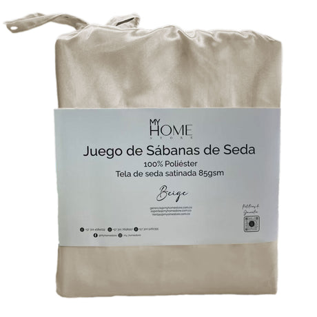 Juego de Sabanas de Satín Beige 140x190cm 300 Hilos con Dos Sábanas y Dos Fundas de Almohada - SABANAS | Bylmo