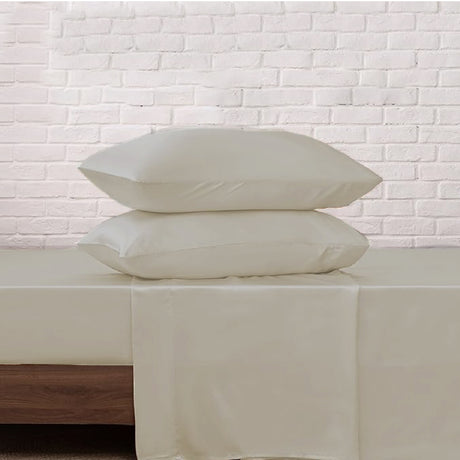 Juego de Sabanas de Satín Beige 160x190cm 300 Hilos con Dos Sábanas y Dos Fundas de Almohada - SABANAS | Bylmo