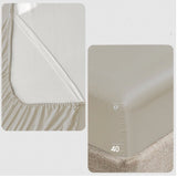 Juego de Sabanas de Satín Beige 200x190cm 300 Hilos con Dos Sábanas y Dos Fundas de Almohada - SABANAS | Bylmo